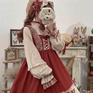 Red Lolita Party Dress with Cape