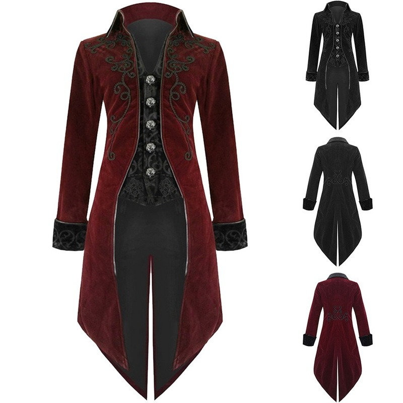 Red Velvet Goth Steampunk Aristocrat Regency Tailcoat Jacket