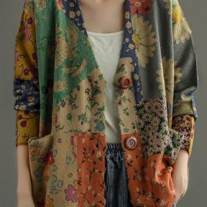 Retro Button Casual Sweater Women Loose Cardigan