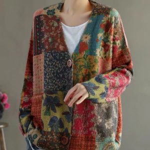 Retro Button Casual Sweater Women Loose Cardigan