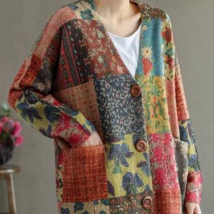 Retro Button Casual Sweater Women Loose Cardigan