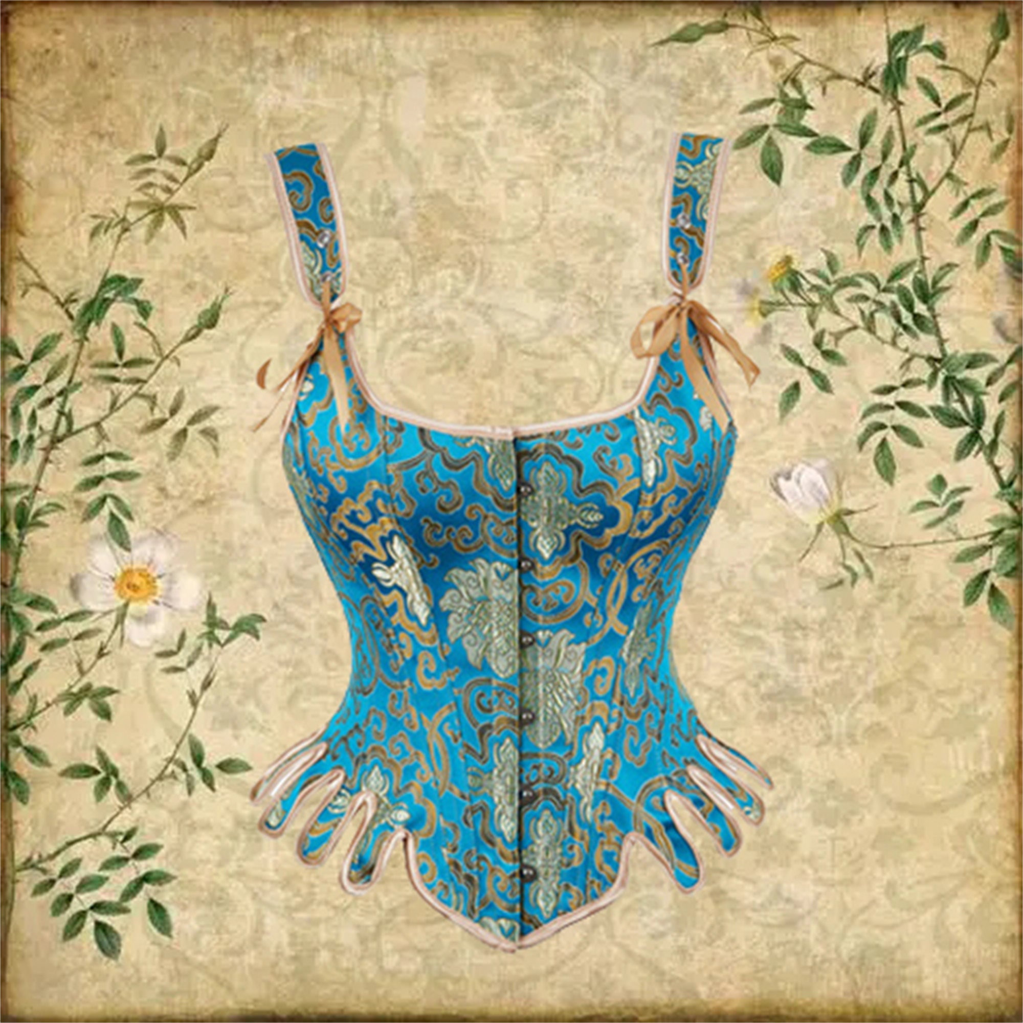 Retro Fan-shaped Steel Boned Corset