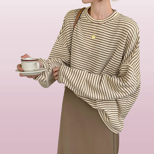 Retro Striped Loose Fit Women's Blouse - Y2K Fashion