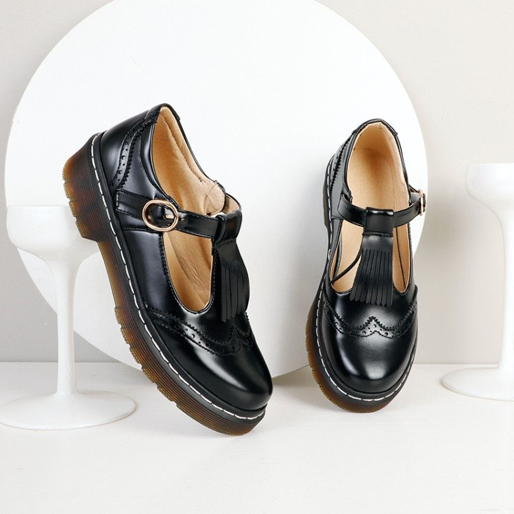 Retro Style Leather Mary Jane Shoes for Women