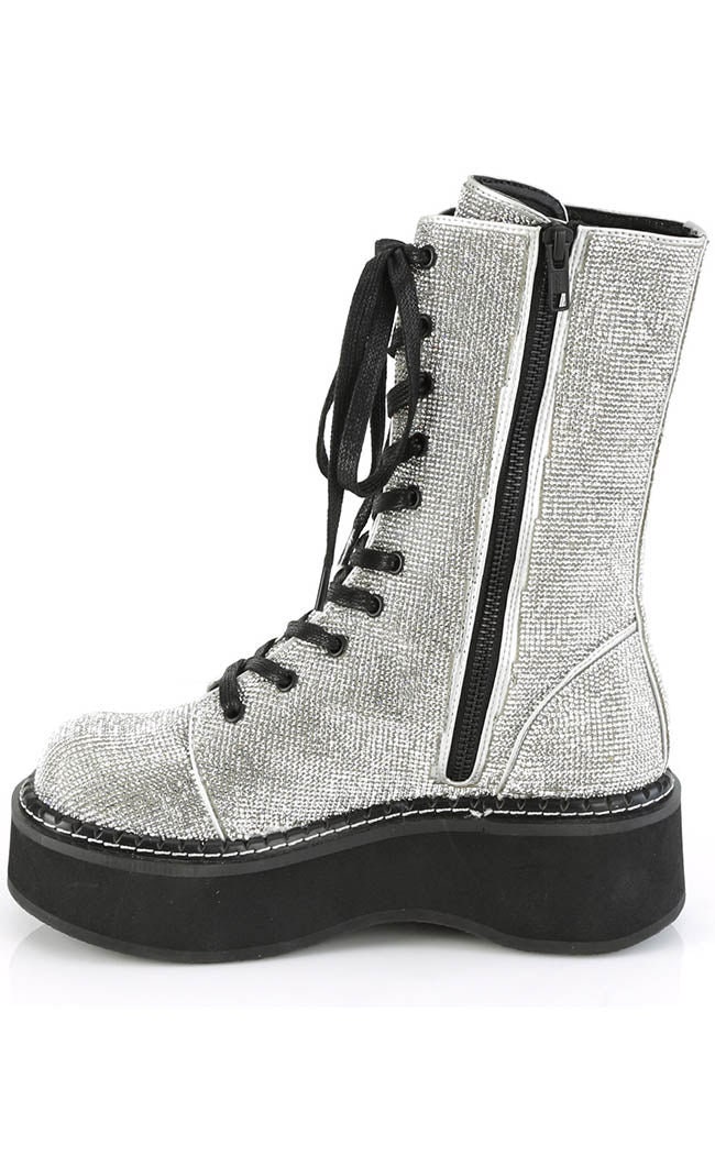 Rhinestone Martens Boots - Unisex British Style Thick-soled Ankle Combat Boots