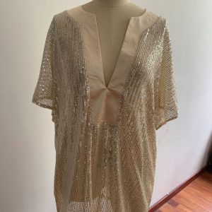 Sequins V Neck T-Shirt - Elegant Summer Casual