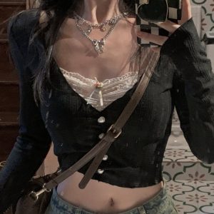 Sexy Victorian Crop Top - Y2K Grunge Fashion