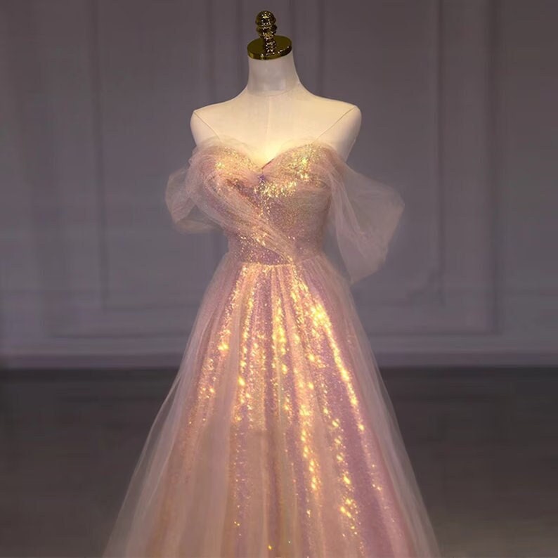 Shiny Tulle Sequins Elegant Dress - Y2K Clothing