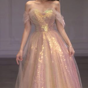 Shiny Tulle Sequins Elegant Dress - Y2K Clothing