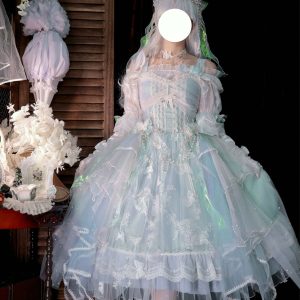 Sky Blue Lolita Dress with Tulle Lace Ruffles