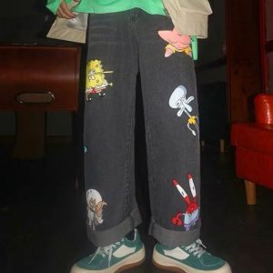 Spongebob Baggy Pants - Y2K Streetwear for Women