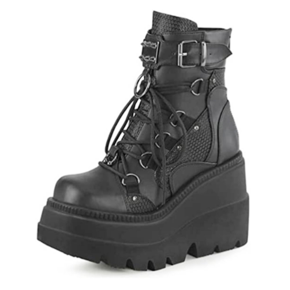 Spring Summer Sale Punk Witch Cosplay High Wedges Black Gothic Boots