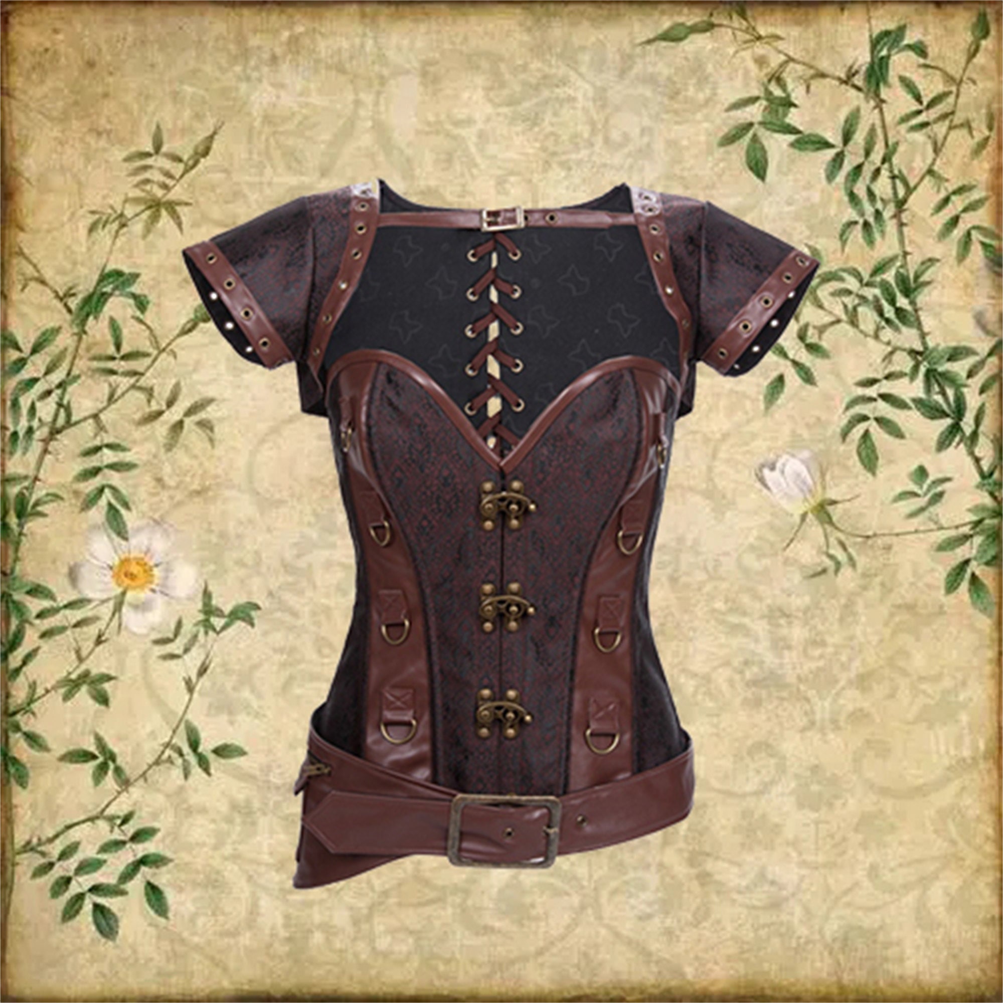 Steampunk Gothic Brown Leather Corset