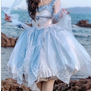 Stunning Blue Fishscale Lolita Dress - Exquisite Design for a Unique Look