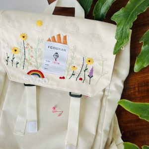 Stylish Embroidered Sunflower Mushroom Backpack for Nature Lovers