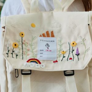 Stylish Embroidered Sunflower Mushroom Backpack for Nature Lovers