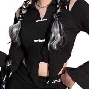 Stylish Gothic Blouse with Unique Design for a Trendy Look