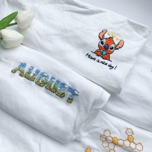 Stylish Mushroom Family Embroidered T-Shirt for Nature Lovers