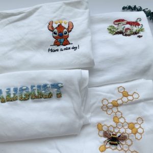 Stylish Mushroom Family Embroidered T-Shirt for Nature Lovers