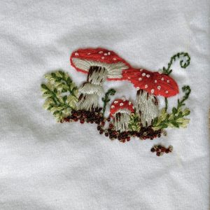 Stylish Mushroom Family Embroidered T-Shirt for Nature Lovers