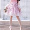 Sweet Pink Lace Lolita Dress with Bow Tie