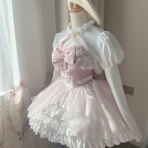 Sweet Pink Lolita Costume Dress with Big Bow-knot