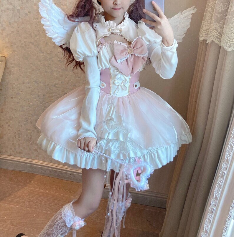 Sweet Pink Lolita Costume Dress with Big Bow-knot