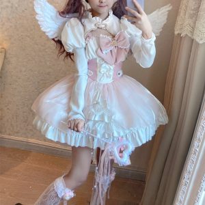 Sweet Pink Lolita Costume Dress with Big Bow-knot