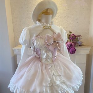 Sweet Pink Lolita Costume Dress with Big Bow-knot