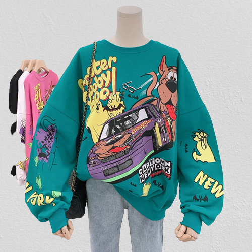 Trendy Cartoon Women Long Sleeve Shirt