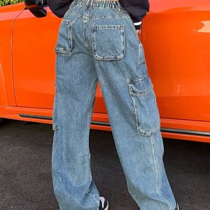 Trendy Harajuku Denim Cargo Jeans: Stylish and Functional