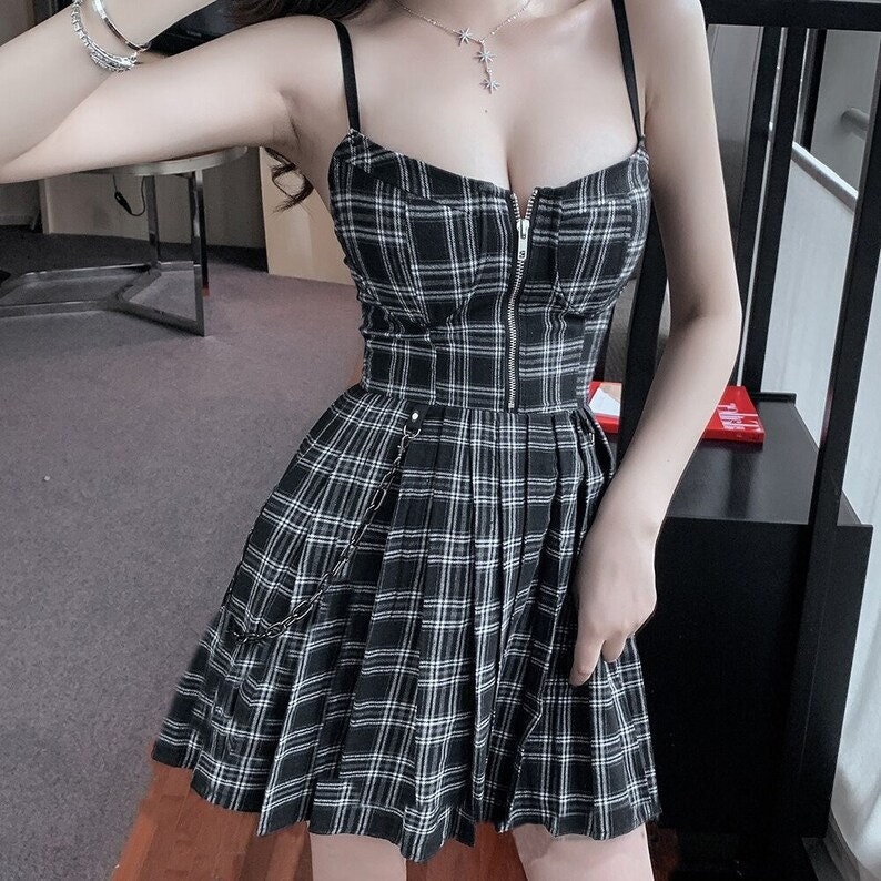 Trendy Harajuku Plaid Mini Dress: Embrace Your Unique Style