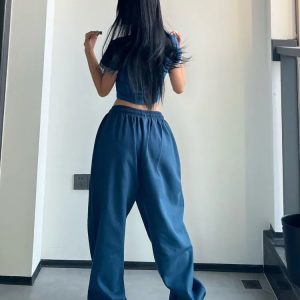 Trendy Y2K Black/Blue Baggy Sweatpants - Stylish and Comfortable