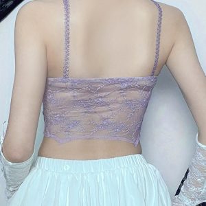 Trendy Y2K Lace Crop Top with Ruffles - Stylish and Feminine