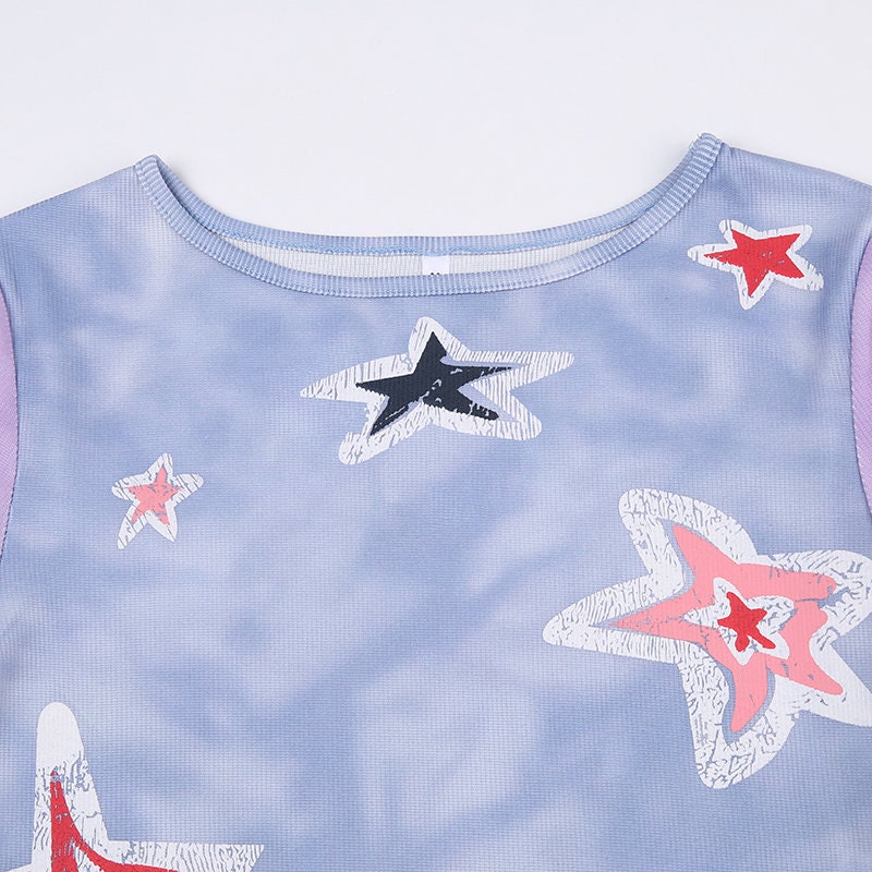 Trendy Y2K Star Print Crop Top - Perfect for a Stylish Look