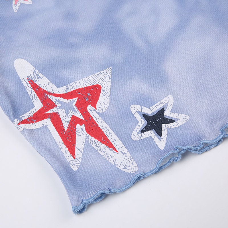 Trendy Y2K Star Print Crop Top - Perfect for a Stylish Look