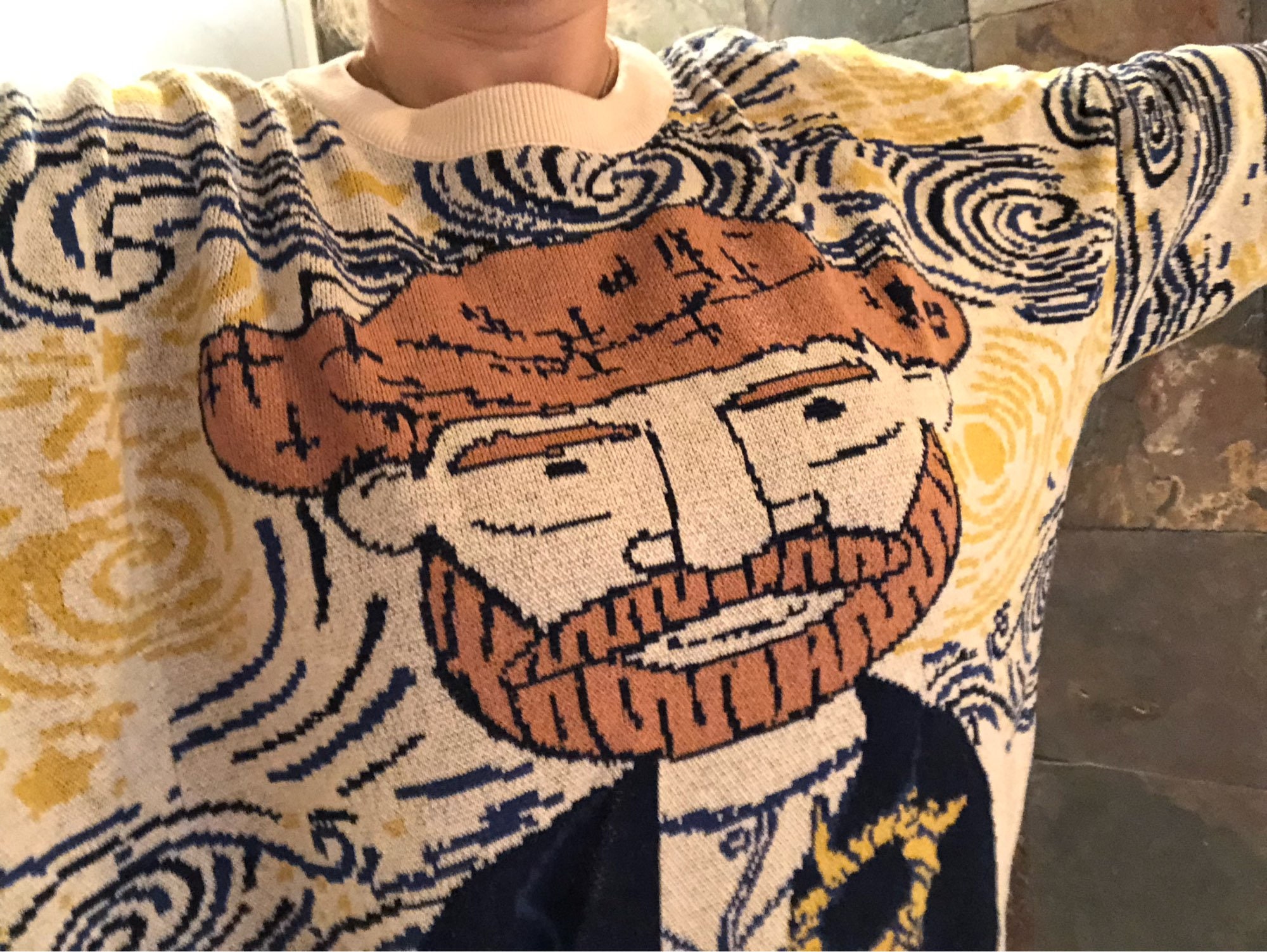 Van Gogh Knit Sweater - Y2K Aesthetic Clothing