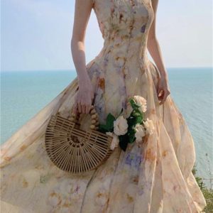 Victorian Floral Midi Dress | Fairycore Summer Party Dress | Tulle Dress