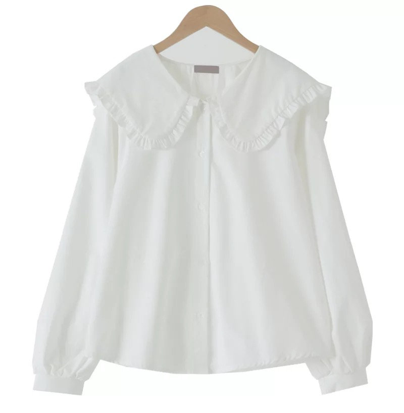 Vintage Cotton Long Sleeve Blouse - Y2K Fashion Essential