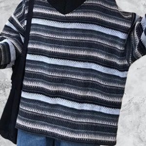 Vintage Harajuku Style V Neck Sweater