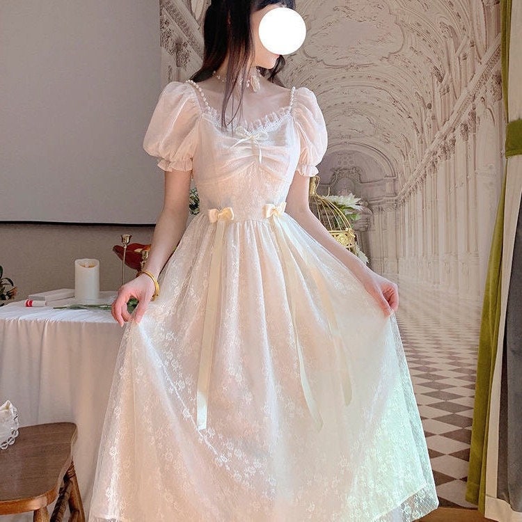 Vintage Princesscore Cottagecore Dress, Fairy Wedding Guest Dress ...