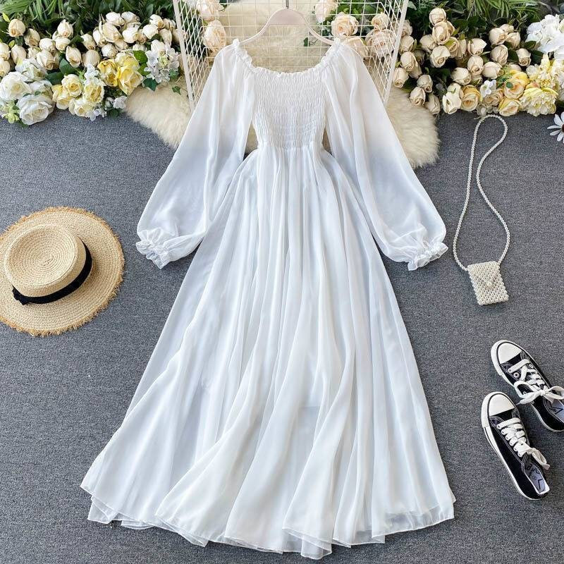 Vintage White Romantic Y2K Prom Dress