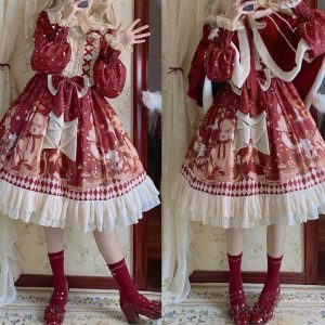 Vintage Y2K Lolita Dress with Cloak - Retro-inspired Gothic Lolita Costume