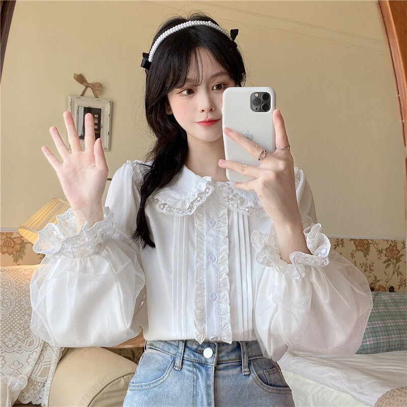 White Bubble Sleeve Lolita Shirt