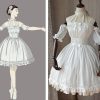 White Chiffon Lolita Fairy Princess Prom Party Costume Dress