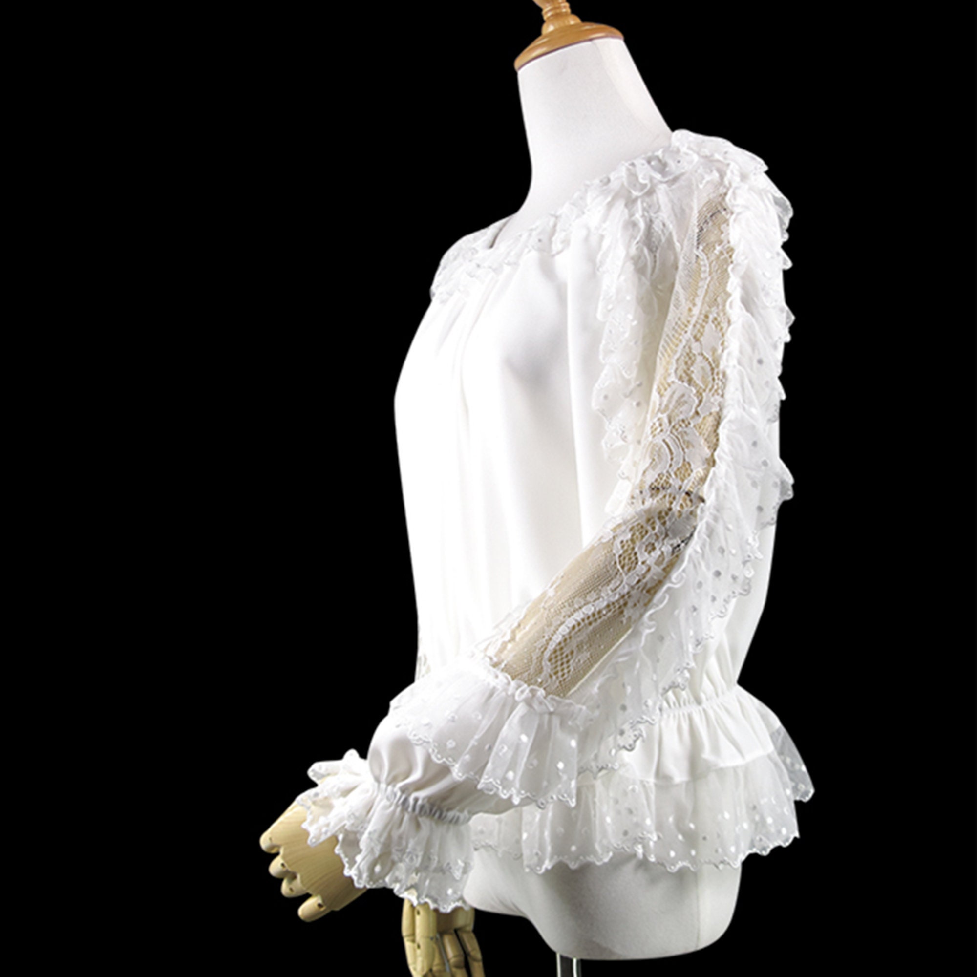 White Chiffon Shirt with Hollow Sleeves - Y2K Clothing