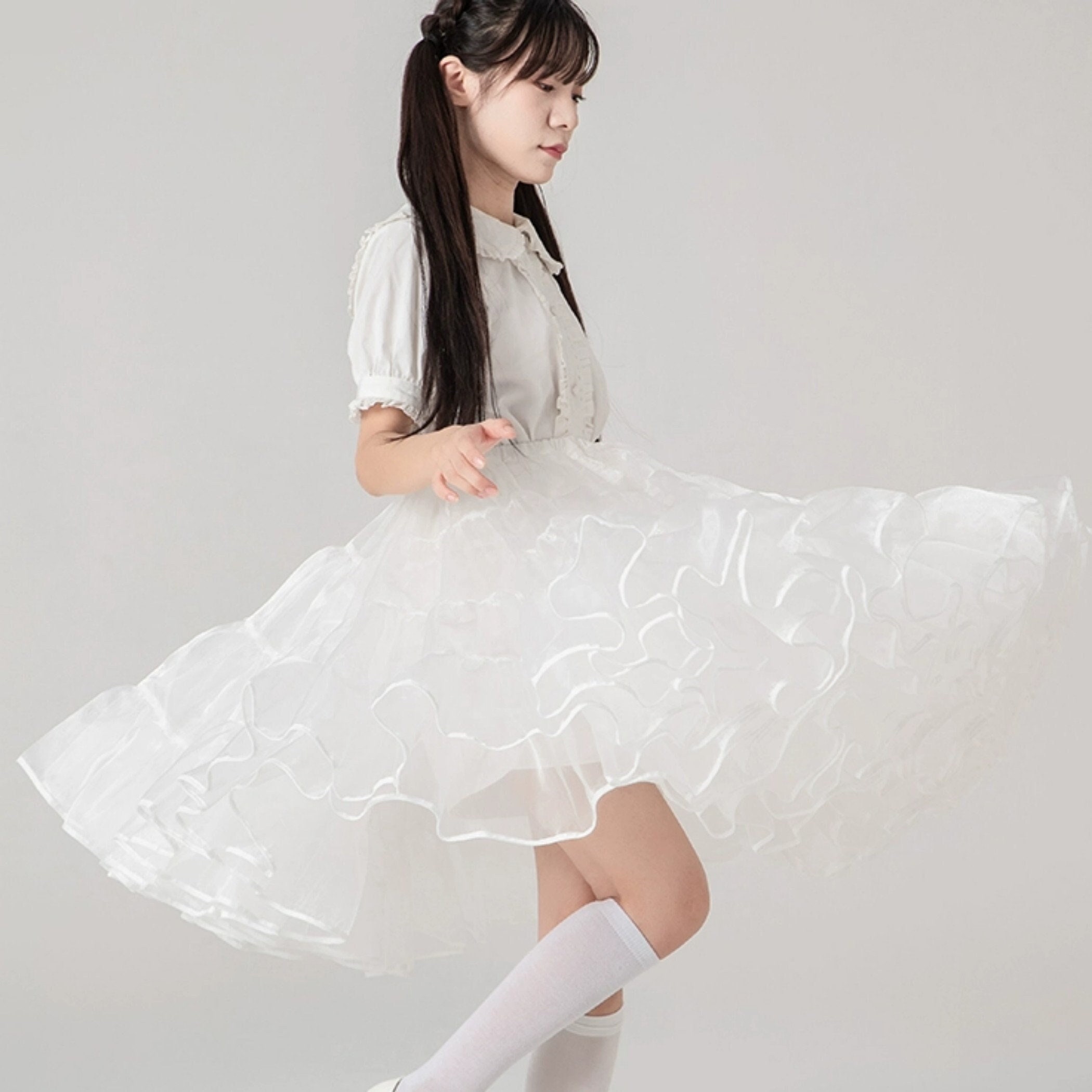 White Fluffy Petticoat for Women - Y2K Clothing