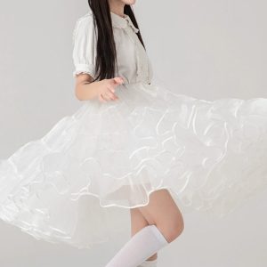 White Fluffy Petticoat for Women - Y2K Clothing