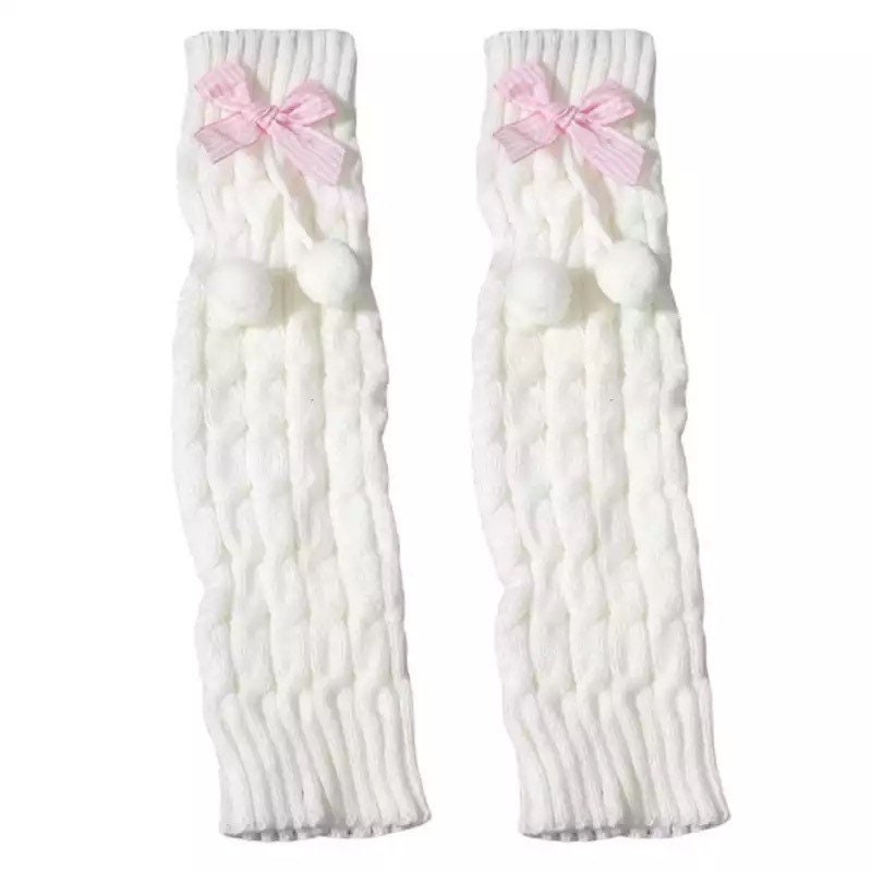 White Knitted Leg Warmers for Y2K Fashion