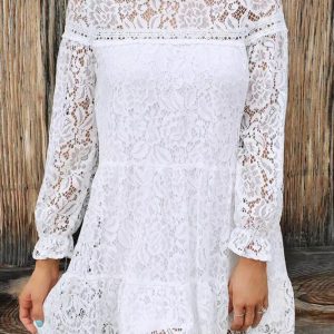 White Lace Bohemian Wedding Dress for Women